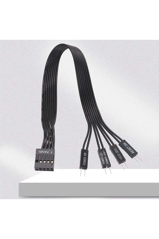 Black RGEEK 20cm F_PANEL 2.54mm F Panel Female To 2Pin Power Reset SW HD LED Male for PC Motherboard