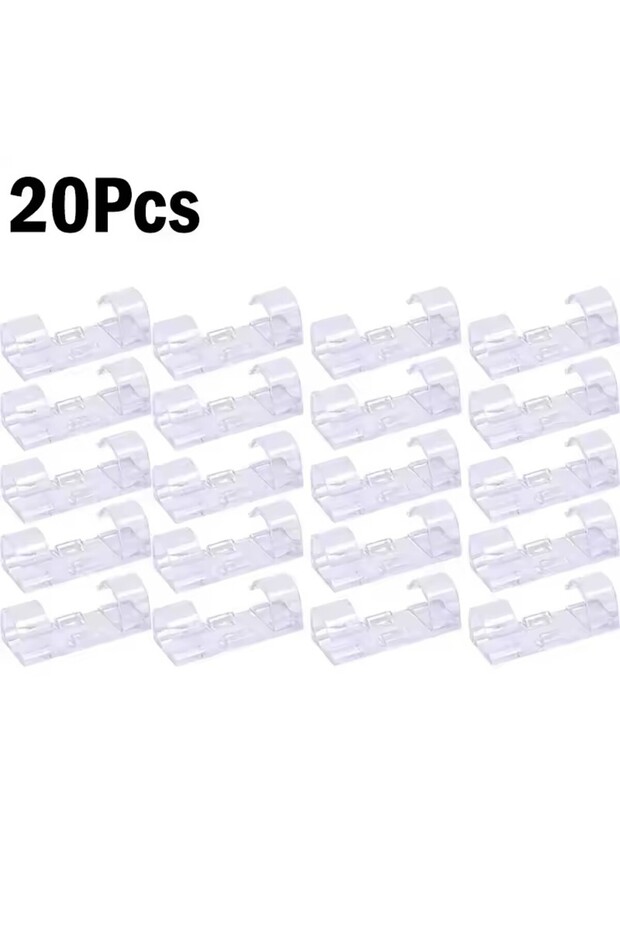20X-Transparet Cable Clips Organizer Drop Wire Holder Cord Management Self-Adhesive Cable Manager Fi