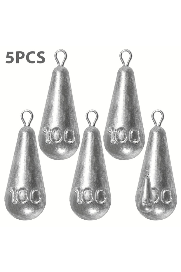 100g-3.53oz 5pcs Fishing Weights Sinkers, 10 Sizes Teardrop-Shaped Fishing Lead Sinkers, Bass Casti