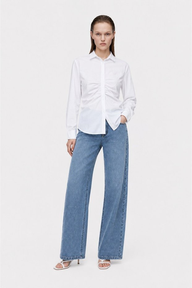 Pre-Gathered Poplin Shirt