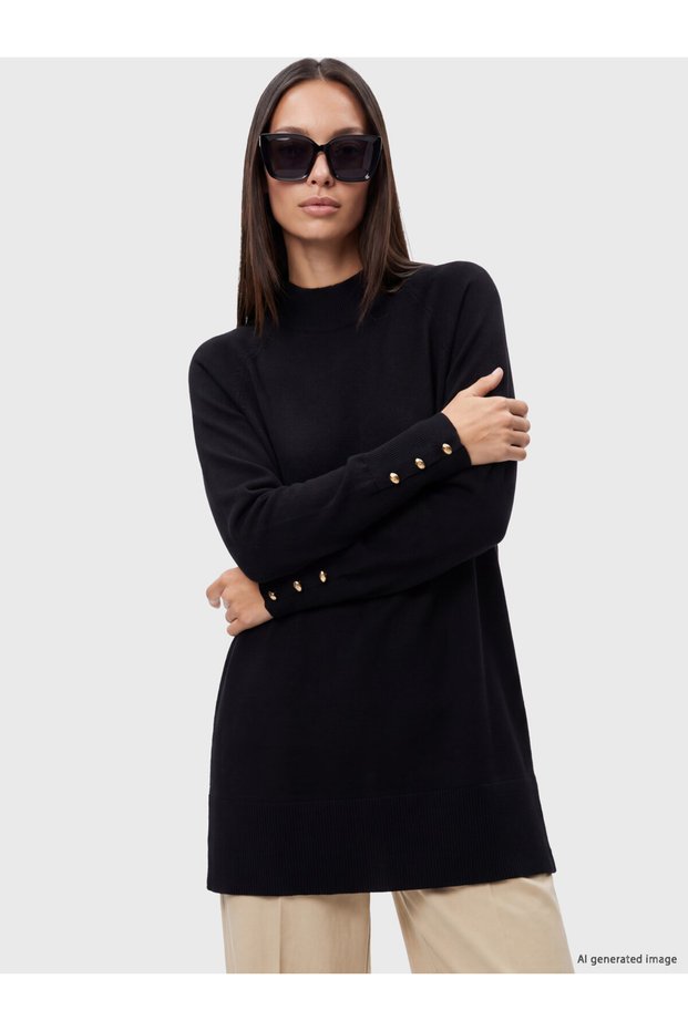 Timeless Clothing & Timeless Choices Half Fisherman Roba Collar Women's Knitwear Tunic