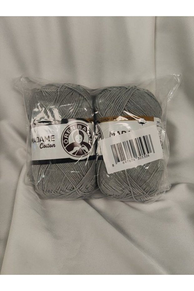 Madame Cotton Gray Hand Knitting Yarn (2 Pieces) - (Amigurumi Yarn) - Color: 001