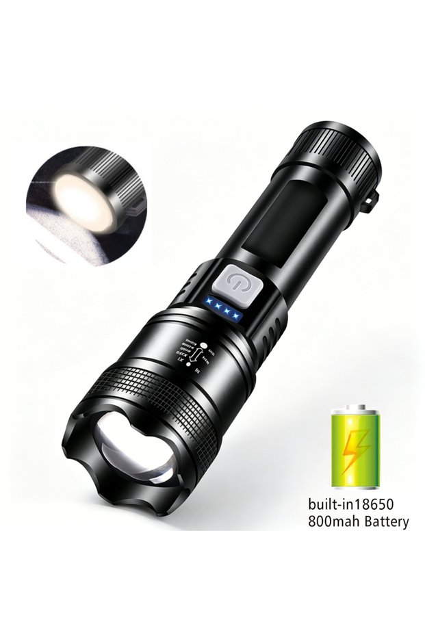 Heinast with COB Light 100000LM Super Bright Led Flashlights Rechargeable LED Torch Long Range Tacti