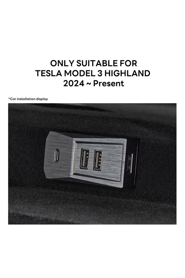 Beige TEKSY Glovebox USB Hub For Tesla New Model Y 2026 Juniper 2025 Model 3 Highland Type-C Port D