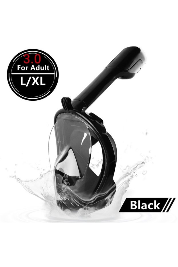 3.0 Black LXL Underwater Scuba Anti Fog Full Face Diving Mask Snorkeling Respiratory Masks Safe Wate