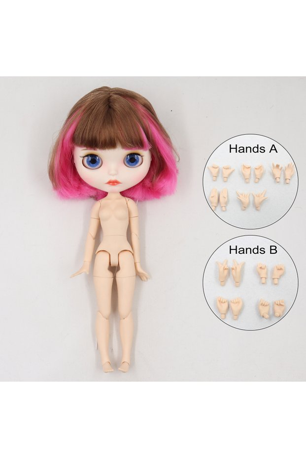white matte face ICY DBS Blyth Doll 1/6 bjd pink and brown hair body 30cm girls gift anime nude dol