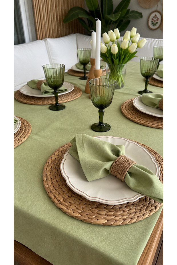 Pearl Velvet Textured Seamless Pistachio Green Napkins 6 Pieces