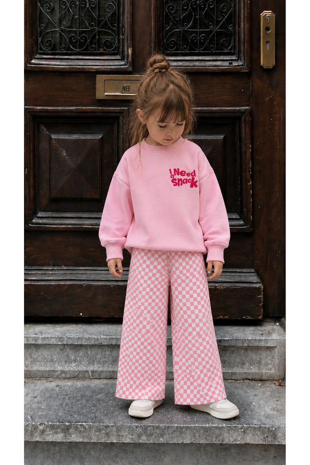 Embossed Lettering Printed Girls' Set