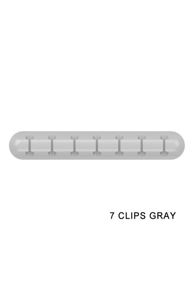 7 Clips Grey Cable Cord Wire Organizer Silicone USB Cable Winder Management Clips Self Adhesive for