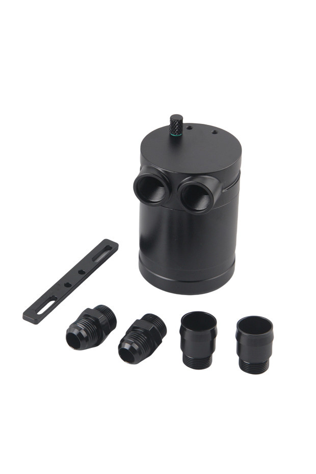 black Broyear AN10 Car Accessory Tools Aluminium Racing Oil Catch Tank/Can Round Reservoir Turbo Oil