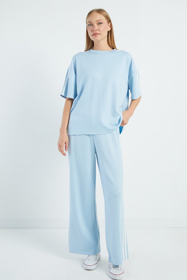 Side Striped Crew Neck Modal 2-Piece Set