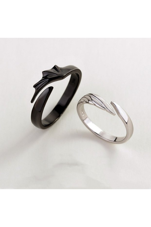 resizable 1 Pair AJZ07-1 Korean Fashion Simple Couple Rings For Women Men Couple Goth Ring Punk Vint