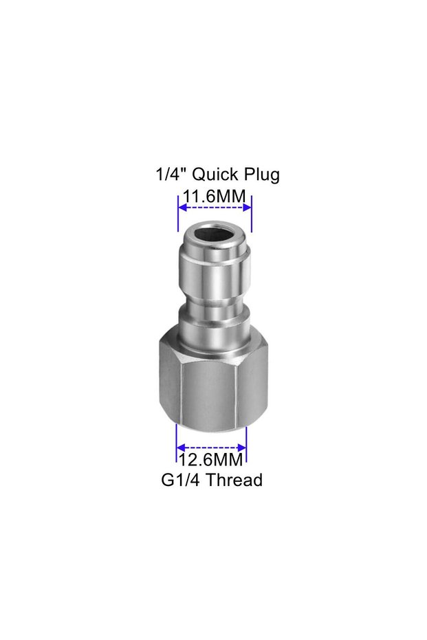 Light Grey High Pressure Washer Nozzle 1/4" Quick Plug Connector Coupler With G1/4 Male Female Threa