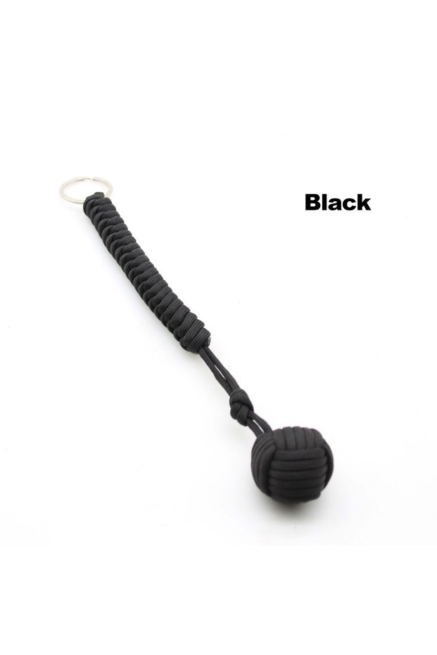 Black Outdoor Security Protection Black Monkey Fist Steel Ball for Girl Bearing Self Defense Lanyard