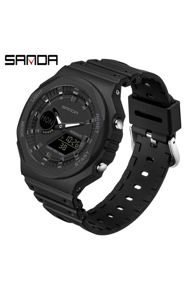 6016 Black SANDA Top Luxury Men's Quartz Watches Waterproof Men Military Sport Watch Relogio Masculi