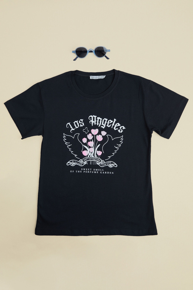 Los Angeles and Tulip Printed Girls' T-Shirt