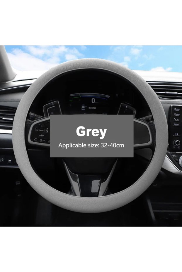 GRAY Summer Anti-skid Car Silicone Steering Wheel Cover Elastic Non-Slip Cover For 32-40cm Steering