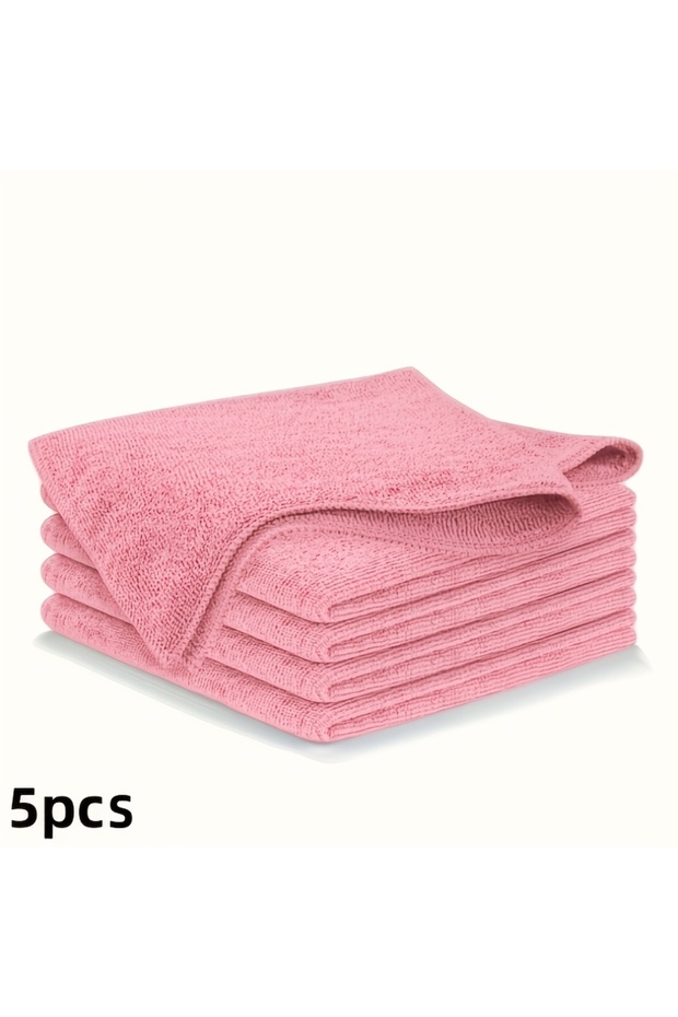 5pcs 5-50Pcs Light Pink Microfiber Kitchen Towels Super Absorbent Soft Durable Cleaning Cloths Glass