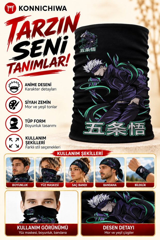 Anime Manga Jujutsu Kaisen Motor Cycling Face Mask Outdoor Buff Neck Collar Bandana Balaklava