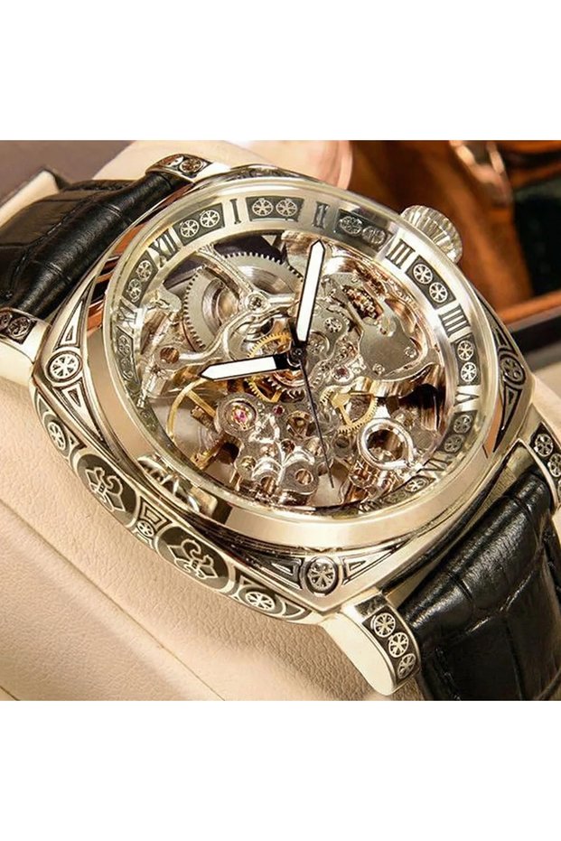 Option 1 black A MEN'S Black Zinc Alloy Business Style Luminous Carved Fully Automatic Tourbillon Ho