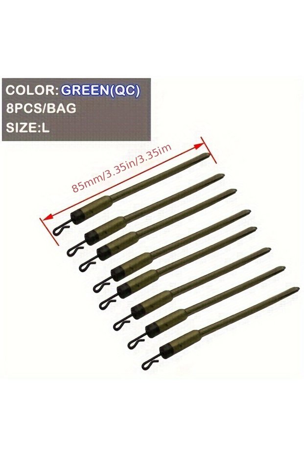 Green L(QC) 8pcs Carp Fishing Accessories, QC PVA Fishing Feeder Connector Steel Swivels, Fishing Ta