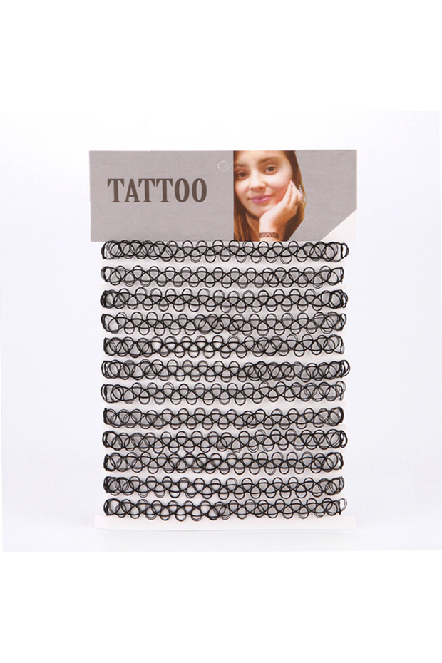 JCNK3003-Black Choker Tattoo Necklace for Girls Gothic Chokers Necklaces for Women Elastic Hollow Pu