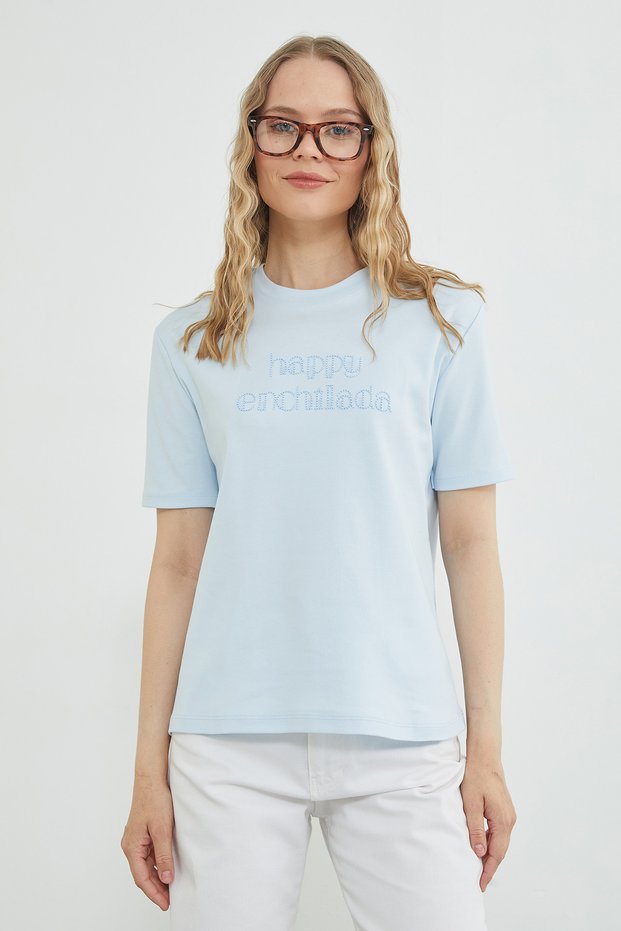 Happy Enchilada Embroidered Crew Neck T-Shirt