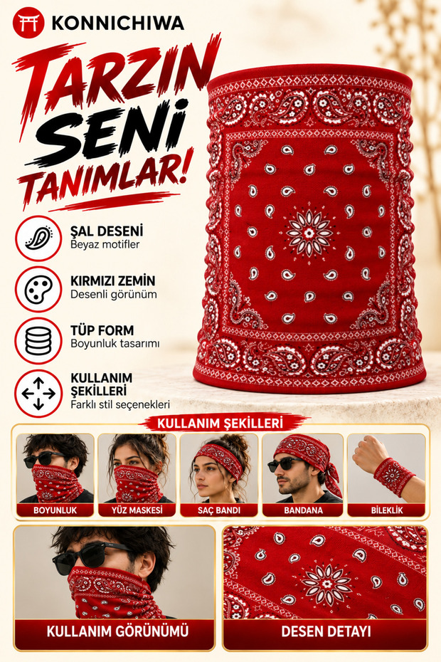 Bandana Black Ethnic Bandana Face Mask and Neck Gaiter and Multi-Purpose Neck Gaiter for Daily and Motorcycle Use Uv Protection