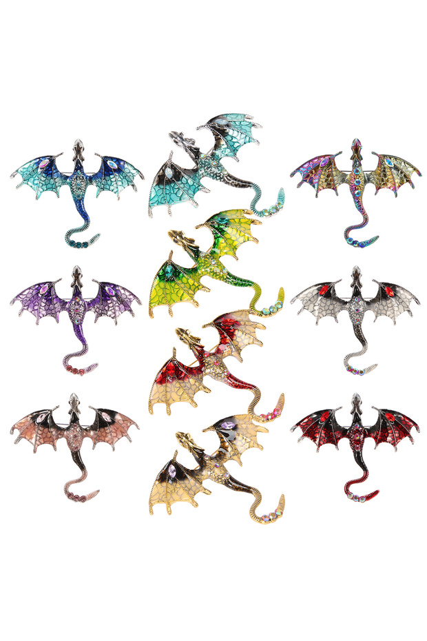 10pcs style1 10Pcs Fashion Alloy Enamel Flying Dragon Shaped Brooch Pin Vintage Spread Wing Dragon S