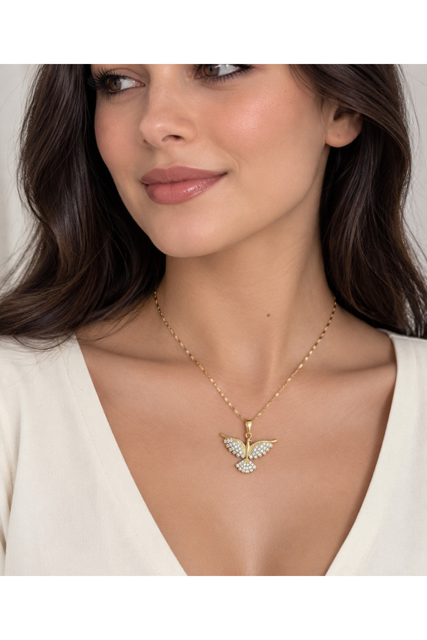 Steel Does Not Tarnish, Zircon Stone Emerald Phoenix Figured Gold Stylish Elegant Women's Necklace - Women's Day