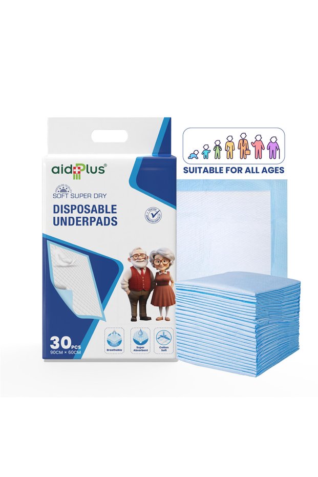 Disposable Underpads – (Pack Of 30) Soft, Ultra Absorbent, Antibacterial & Leak-Proof Protection 90 cm X 60 cm for Elderly, Hospital, Baby, and Pet Use