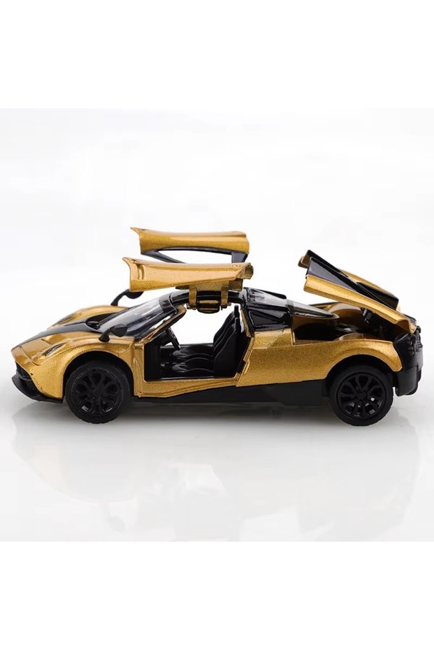 gold (Bagged) 1/43 Scale Gold Pullback Racing Car Die-Cast Metal 3 Openable Doors Mini Pocket Toy