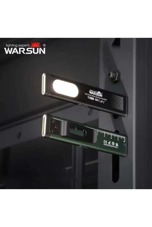 Black WARSUN T7 800LM Rechargeable LED Flashlight Mini Magnetic Clip Work Light Hiking Fishing EDC