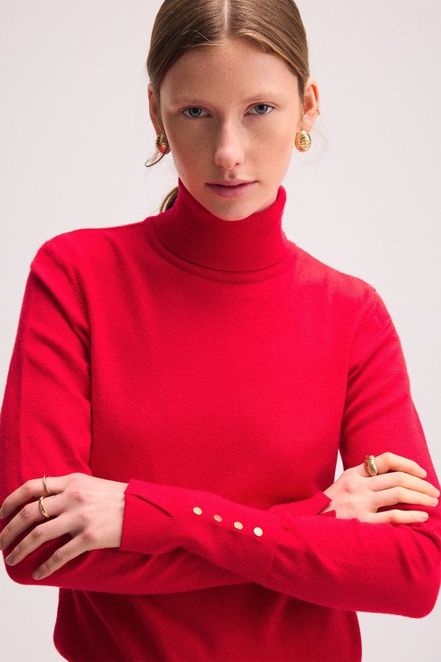 Ultra Soft Regular Fit Turtleneck Wool Blend Sweater G9225Ax26Wn
