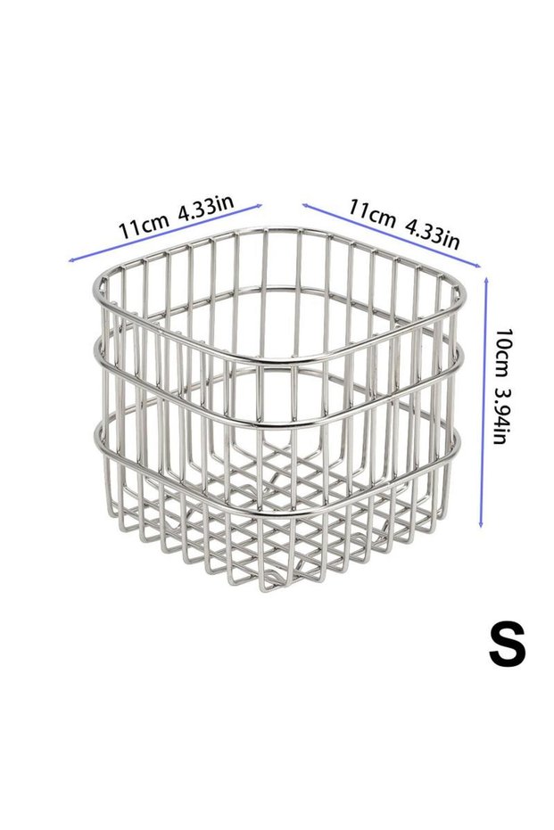 S M-Metal Desktop Storage Basket Iron Art Coffee Organizer Kitchen Miscellaneous Items Organizer Mak