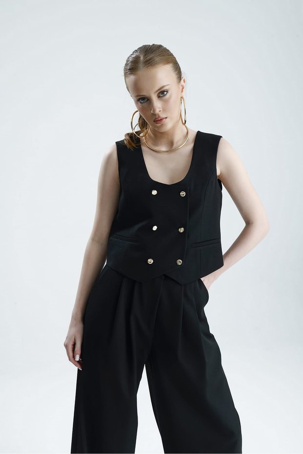 Hila Dore Button-Down Black Premium Vest