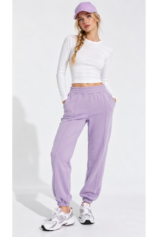 Lilac Cotton Jogger Pants