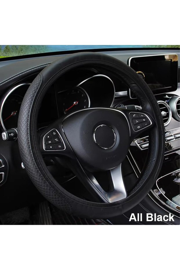 Black SEAMETAL Full-Wrapped Car Steering Wheel Cover Anti-Slip Wear-Resistant Steering Wheel Protect