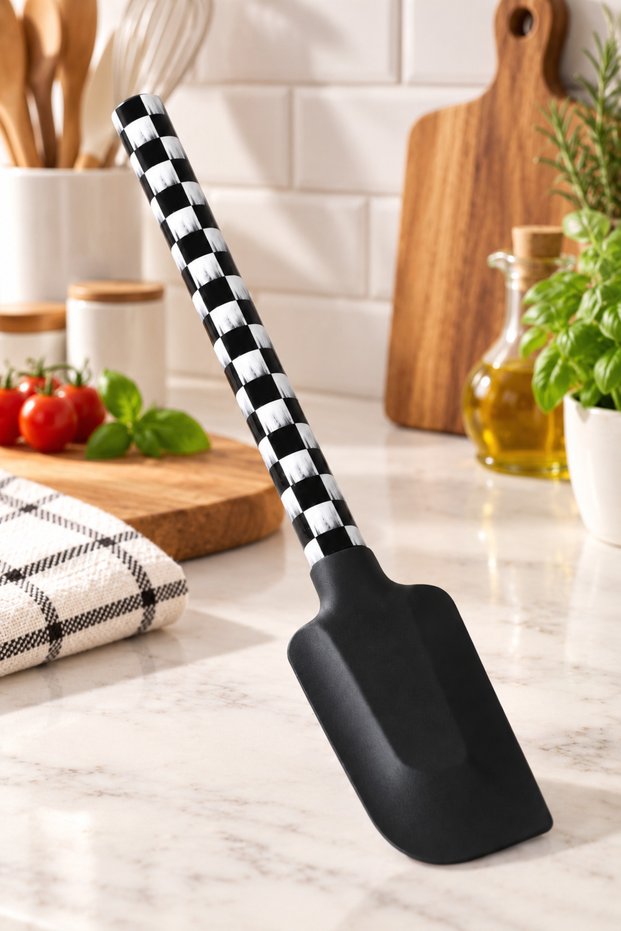 Black Dama Silicone-Tipped Side Spatula - Non-Stick and Heat-Resistant