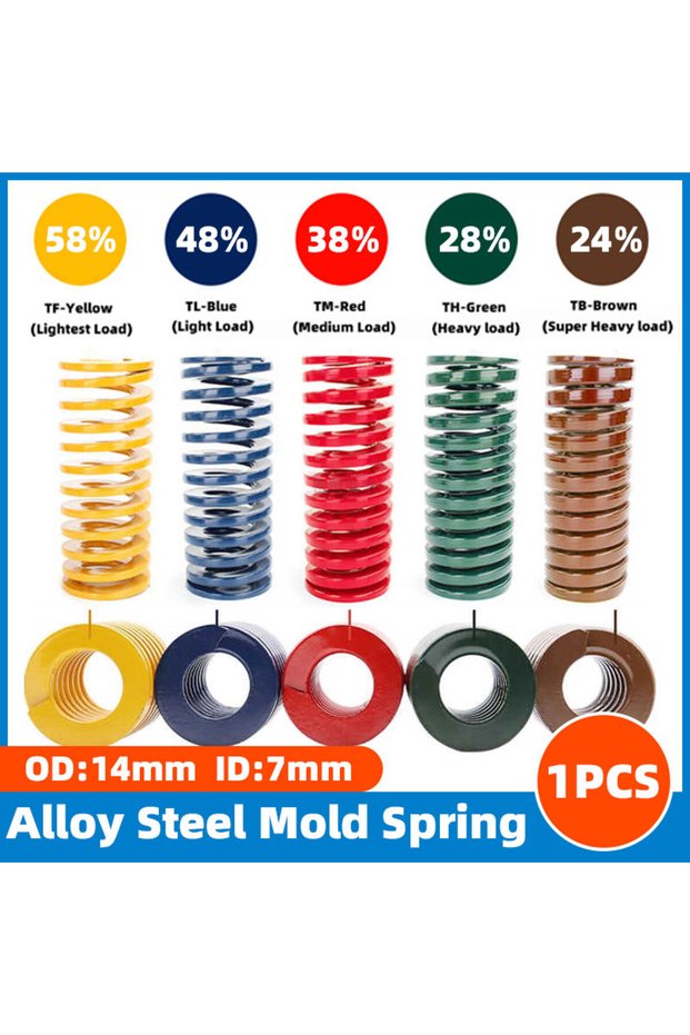 OD14mm(ID 7mm) 35mm Blue 1PCS Mould Die Spring Spiral Stamping Compression Springs For Rear Trunk Ta