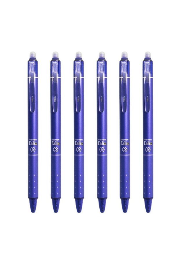 6 x Blue Pens 0.5mm Retractable Erasable Gel Pens Set with Refills Black Blue Gel Ink Built-in Erase