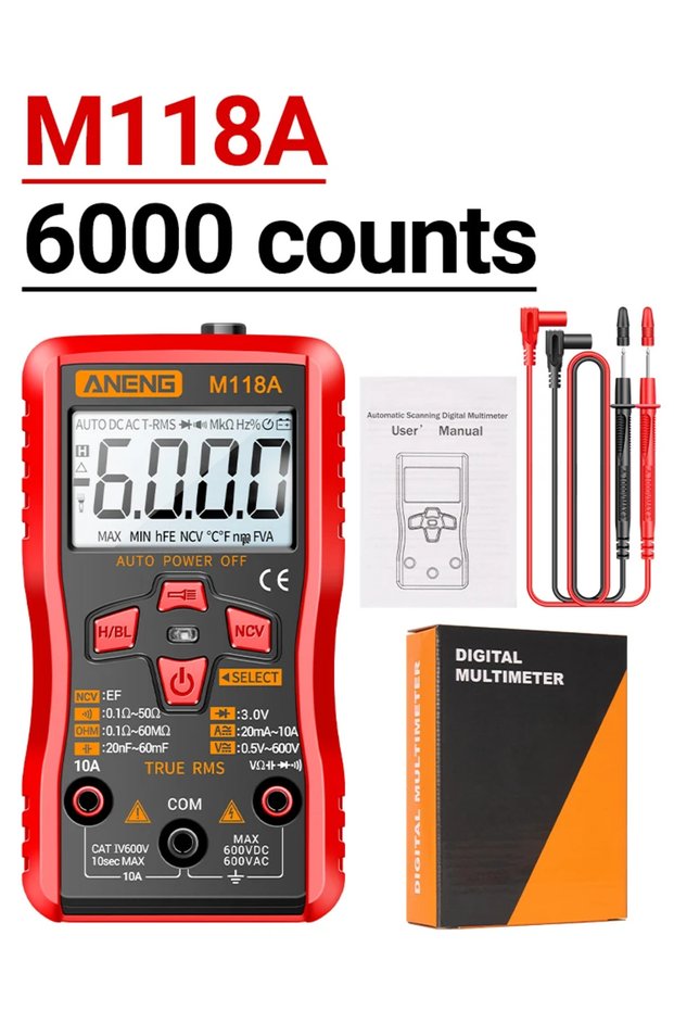 M118A with box Mini Digital Multimeter 6000 Counts Auto Mmultimetro DC/AC Voltage Tester