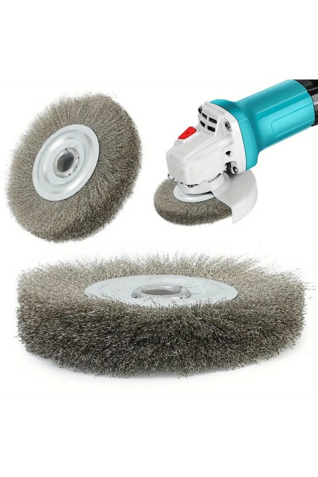 Silver 125mm Flat Stainless Steel Wire Wheel Brush - Heavy-Duty Rotary Tool Attachment for Drilling,