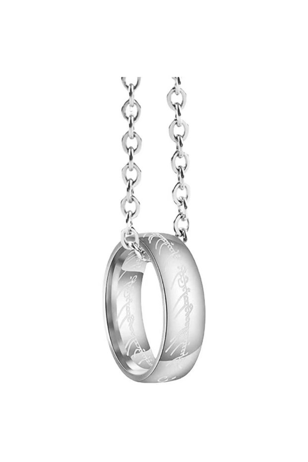 Sliver Stainless Steel Engraved Gold Plated The Ring Pendant Necklace One Pc Ring Necklace for Men