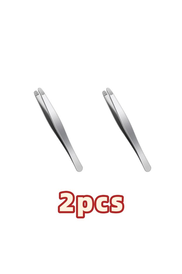 2pcs Stainless Steel Brow & Facial Hair Remover Eyebrow Tweezers Non-slip Makeup Remover Tweezer Too