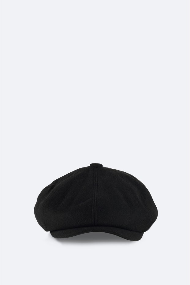 Men's Black Wool Blend Cap Hat A52Y9203