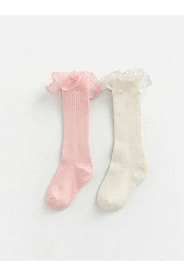 I Lace Detailed Baby Girl Knee Socks 2-Piece Set from Freezen Store