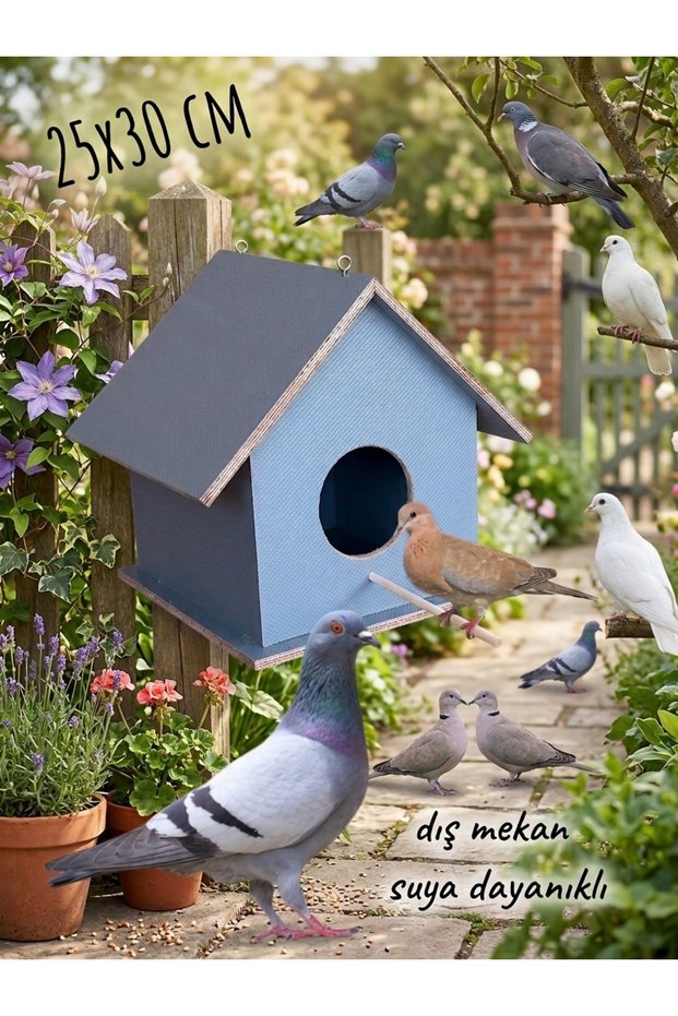 Wooden Dove and Pigeon Nest Outdoor Water Resistant 25x25x33 Cm