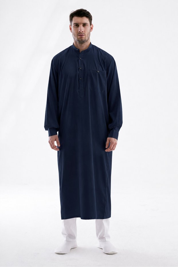 Men's Hajj and Umrah Attire: Cellabiye Fistan - Navy Blue