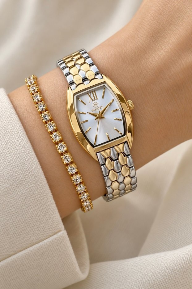 Original Women's Watch - 3 Atm Water Resistant - Gold and Silver Steel Strap - Japanese Movement - 2-Year Warranty - Stylish Gift Boxed Wristwatch Hmby2097C3